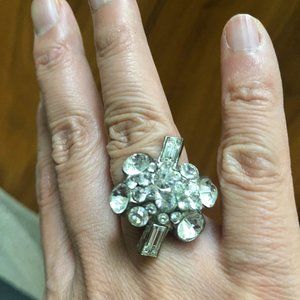 VTG French Sparkling Ring Silvertone